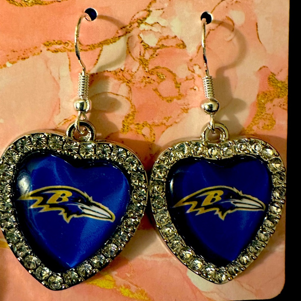 Baltimore ravines heart shaped crystal sterling silver earrings